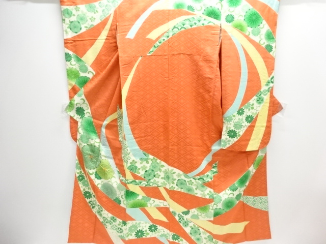 JAPANESE KIMONO / ANTIQUE FURISODE / SILK / EMBROIDERY / KIKU